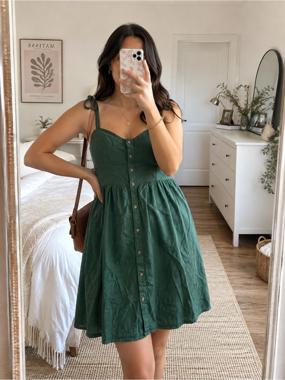 Aerie NWT Green Button Front Sundress | Smocked Back | Size M
